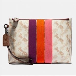 Coach Charlie Pouch Horse and Carriage Print Varsity Stripe